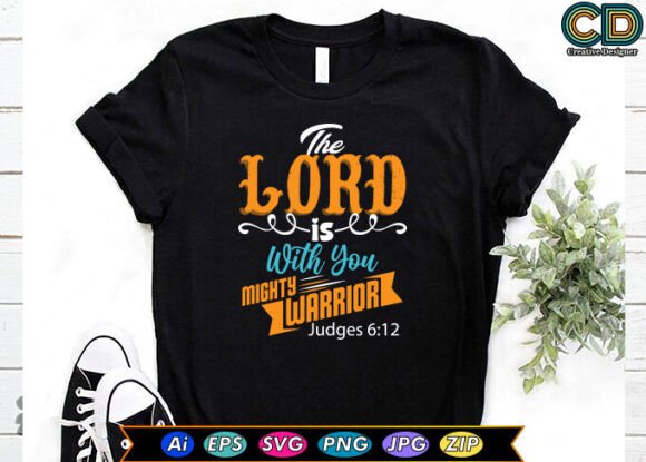 The LORD Is with You, Mighty Warrior: A Faith-Filled Embroidery Design